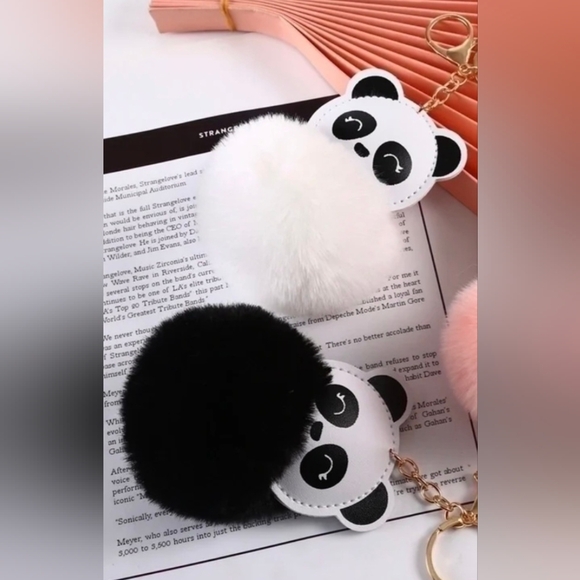 Panda Pom Pom Charms/Keychains - Picture 2 of 5
